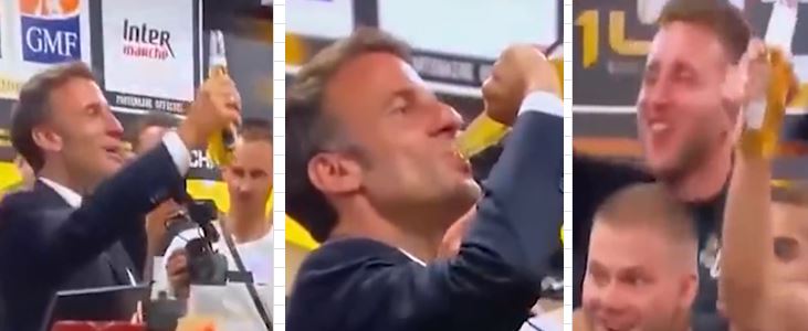 Macron ‘vira’ cerveja com jogadores de rúgbi e é acusado de ‘masculinidade tóxica’