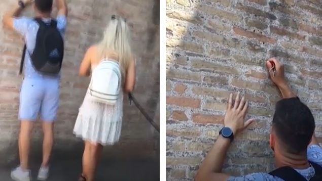 Jovem que talhou nome da namorada no Coliseu é um turista que vive na Grã-Bretanha
