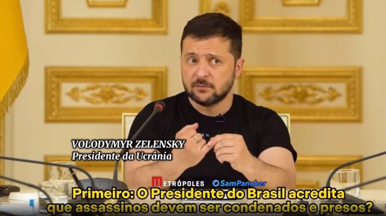 “O presidente do Brasil acredita que assassinos devem ser presos?”, cutuca Zelensky
