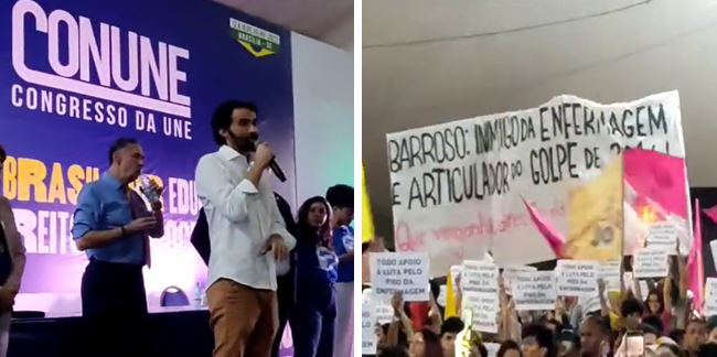 Barroso é vaiado e chamado de golpista por estudantes em evento da UNE