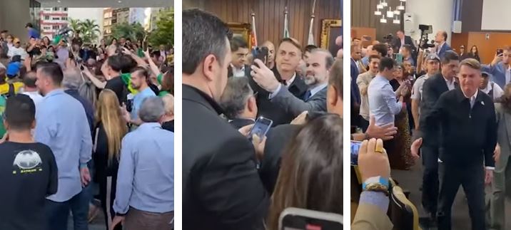 Bolsonaro é recebido por centenas de patriotas em São Paulo