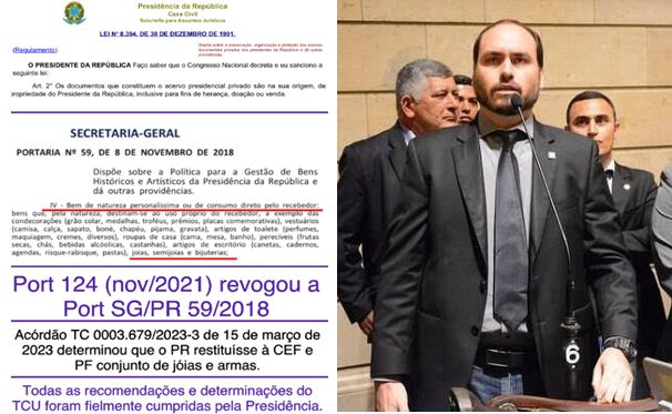 Carlos Bolsonaro explica ‘caso das joias’