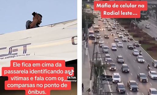 Imagens flagram ação orquestrada de ladrões em avenida de SP