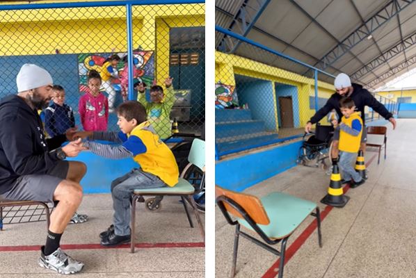 Professor ‘desobedece’ recomendação e ajuda menino com encefalopatia a andar