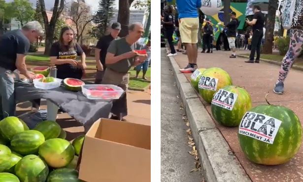 Manifestantes levam melancias para protesto no ‘7 de Setembro’
