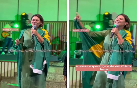 Emocionada, Michelle chora durante culto e fala em traição