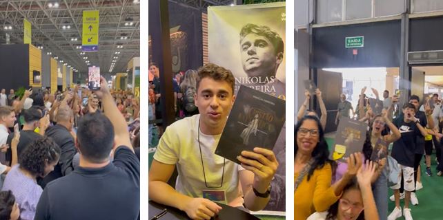 Nikolas Ferreira forma fila de quatro horas para autógrafos na Bienal do Livro
