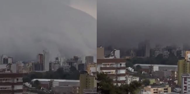 Nuvem de tempestade ‘engole’ Caxias do Sul