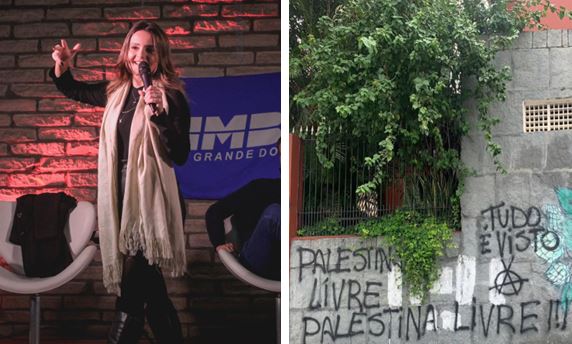 Coordenadora do MBL tem casa pichada após apoio a Israel