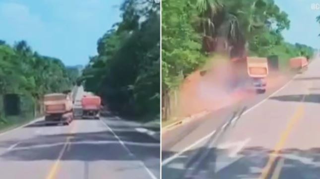 Briga entre irmãos caminhoneiros termina em acidente na BR-163