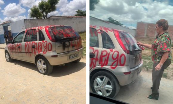 Primeira-dama de Agrestina picha carro da amante do marido prefeito: “raparigo”