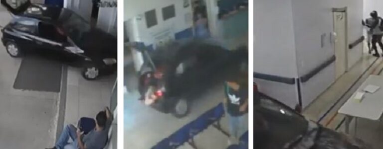 Descontente com atendimento à irmã, mulher invade hospital com carro