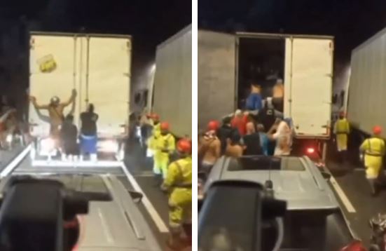 Grupo saqueia caminhão após acidente fatal em rodovia em SP