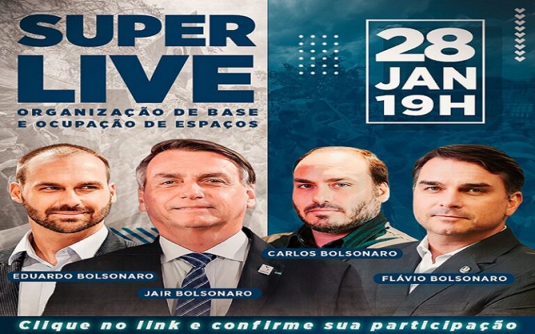 Bolsonaro, Carlos, Flávio e Eduardo realizam evento conservador online no domingo (28)