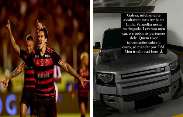 Irmão do atacante Pedro, do Flamengo, é assaltado, e bandidos levam carro do jogador