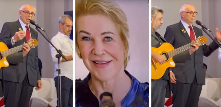 Suplicy canta “Eu sei que vou te amar” em evento de filiação de Marta ao PT