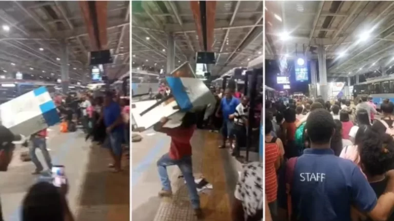 Passageiro se revolta após mais de 2h de espera por ônibus e faz quebra-quebra em terminal na Zona Sul de SP