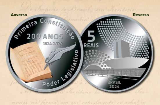 BC lança moeda comemorativa dos 200 anos da primeira Constituição do Brasil