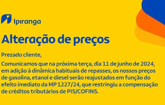 Posto Ipiranga anuncia aumento nos combustíveis após MP do Governo Lula