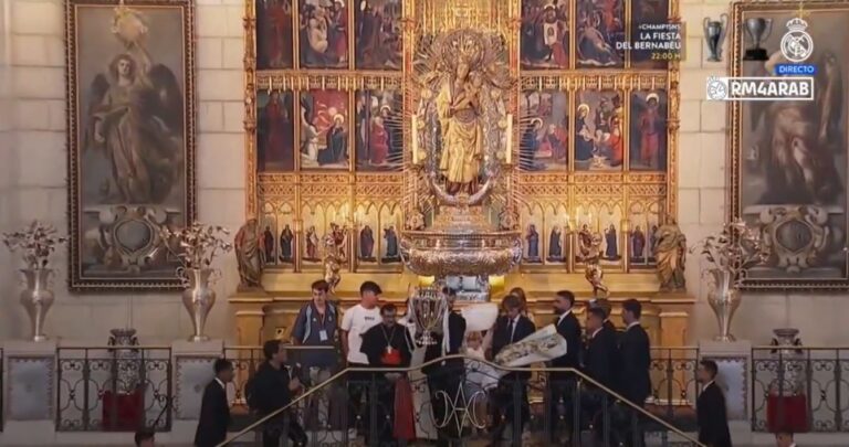Campeão pela 15ª vez, Real Madrid segue tradição e consagra troféu da Champions a ‘Nossa Senhora de Almudena’