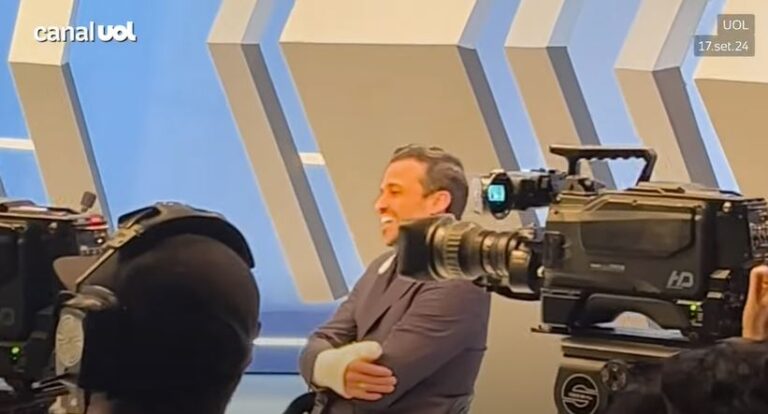 Pablo Marçal ri após Datena dizer em debate da RedeTV/UOL: ‘Quem levou cadeirada foi eu’