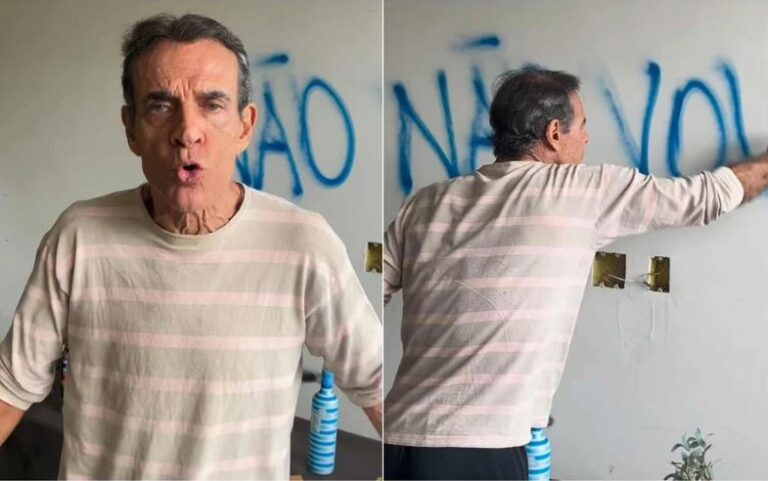 Mário Gomes picha parede de mansão após ordem de despejo: ‘Não vou sair’