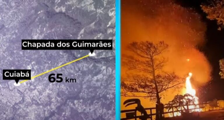 Incêndio atinge fazenda e ponto turístico em Chapada dos Guimarães (MT)