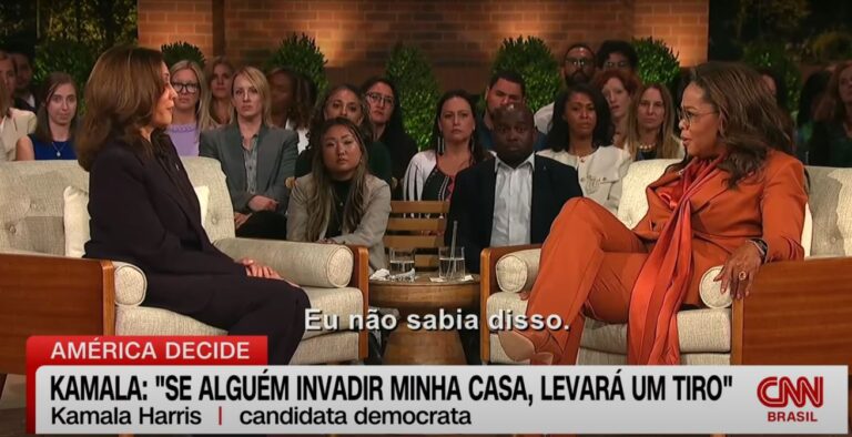 Kamala Harris revela que possui arma e diz que “se alguém invadir minha casa, vai levar um tiro”