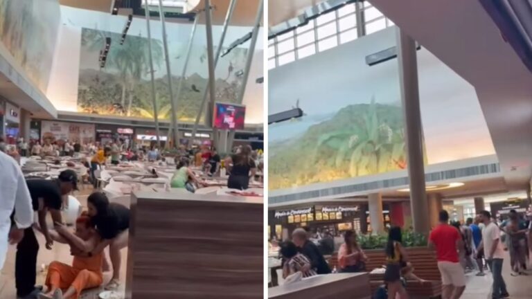 Descolamento de piso causa susto em shopping no RJ