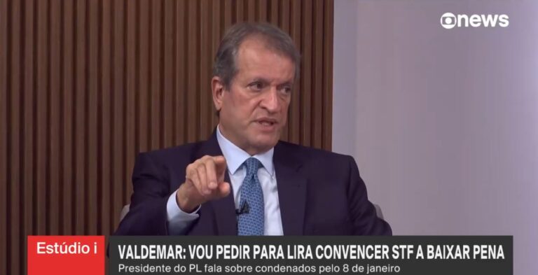 Valdemar Costa Neto diz que projeto de anistia do ‘8 de Janeiro’ não inclui Bolsonaro
