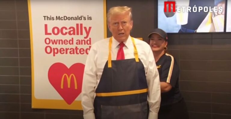 Trump vai à Mc Donald´s, frita e serve batatas e manda ‘parabéns’ a Kamala
