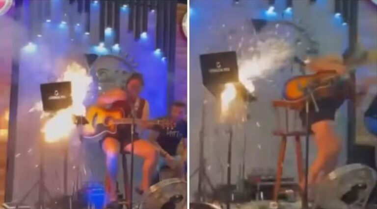 Notebook pega fogo em show, explode e quase atinge cantora