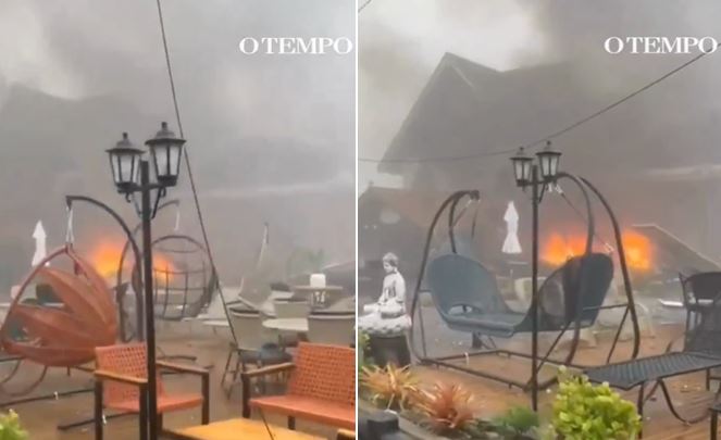 Avião de pequeno porte cai sobre casas e lojas em Gramado (RS)
