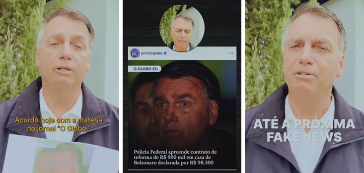 Bolsonaro rebate reportagem de ‘O Globo’, chama de ‘fake news’ e lança desafio ao jornal