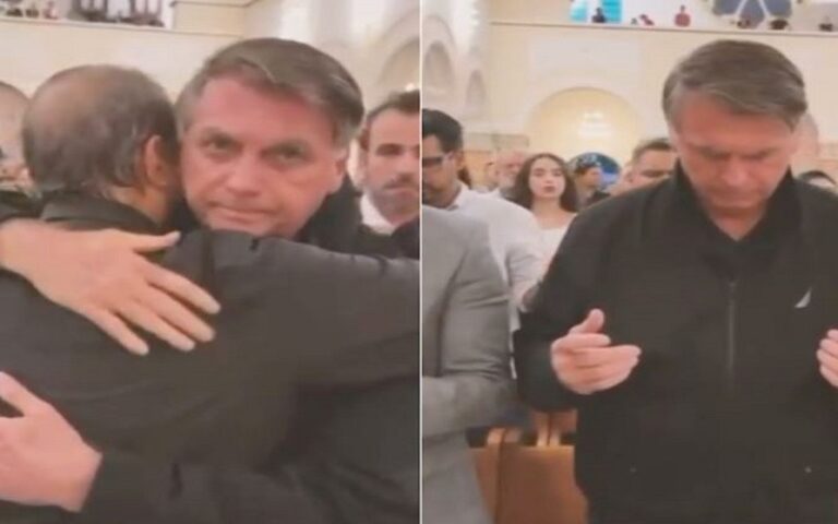 Bolsonaro e Valdemar se encontram em Missa de 7º dia da mãe do presidente do PL