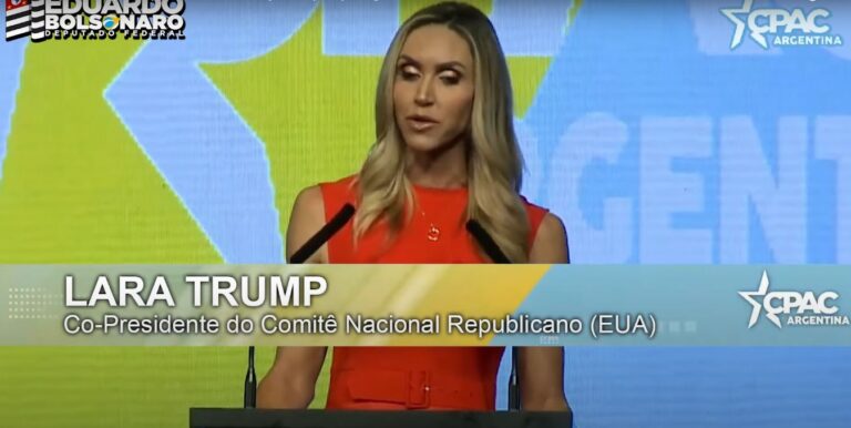Lara Trump compara processos de Bolsonaro e Trump e alerta: “Veja o estado do Brasil”