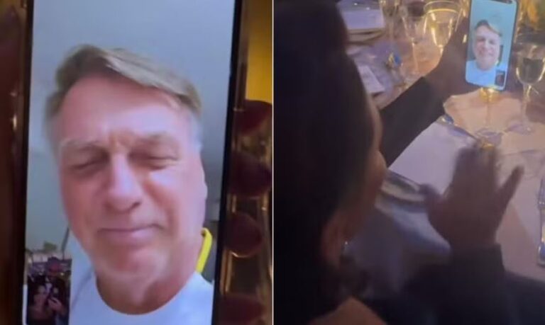 Veja chamada de vídeo entre Michelle e Bolsonaro em jantar de gala para posse de Trump
