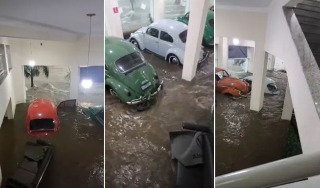 Alagamento destrói Fuscas raros em loja de São Paulo