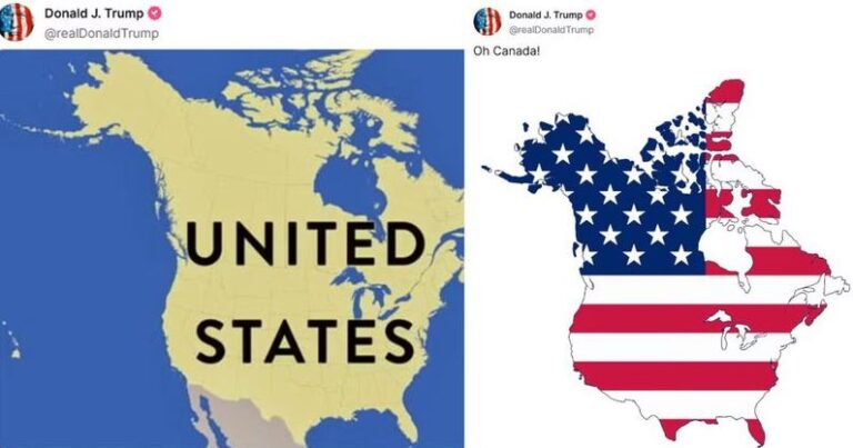 Trump divulga mapa dos Estados Unidos com Canadá anexado