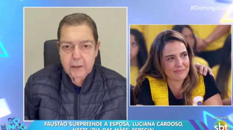 Faustão aparece no SBT em homenagem à esposa