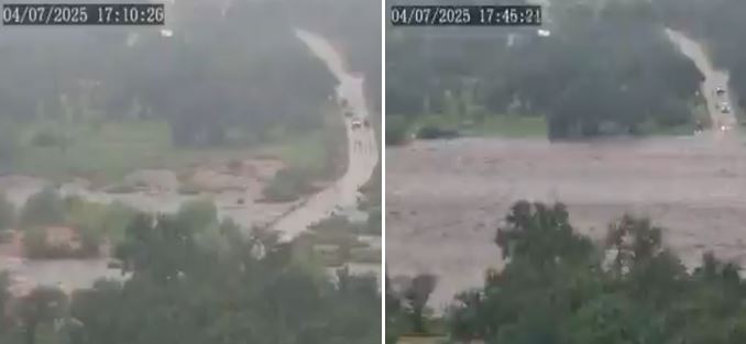 Imagens impressionantes mostram rio no Texas transbordando em minutos