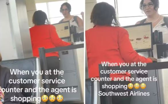 Agente de viagens é filmada fazendo compras online durante atendimento