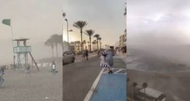 ‘Explosão de calor’ provoca tempestade de areia e susto em praia da Espanha