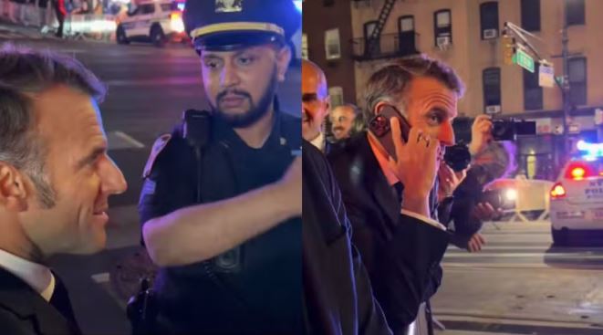 Macron é barrado em rua de Nova York para passagem de comitiva de Donald Trump