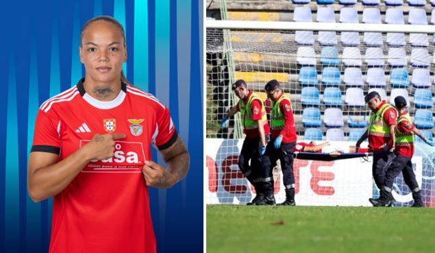 Brasileira sofre traumatismo craniano após choque em jogo do Benfica