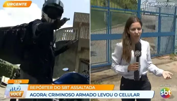Surreal: repórter do SBT é assaltada antes de entrada ao vivo; Câmeras flagram