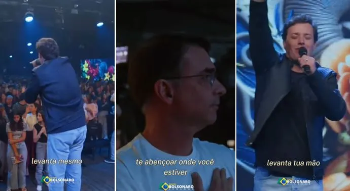 Flávio participa de culto evangélico nos EUA e pede orações pela saúde de Bolsonaro
