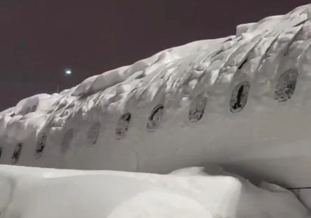 Aviões ficam ‘congelados’ em nevasca sem precedentes em 100 anos no Canadá; Veja vídeo