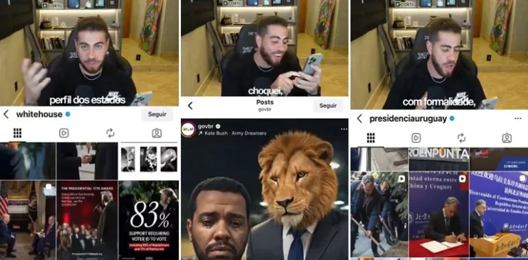 Influenciador compara perfis de governos e se espanta com o do Brasil: “tem até um gato!”