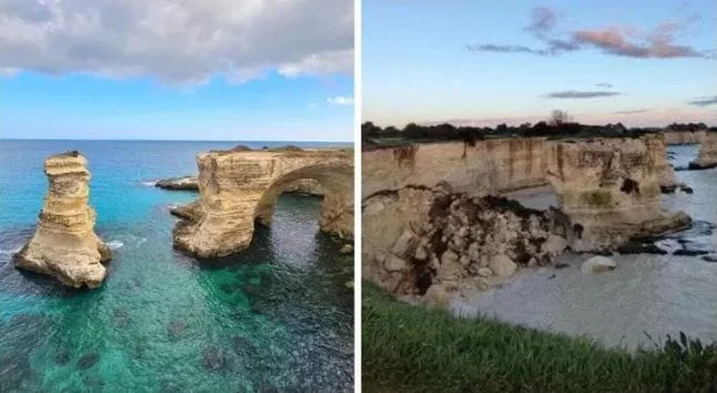 Famoso ponto turístico natural na Itália desmorona